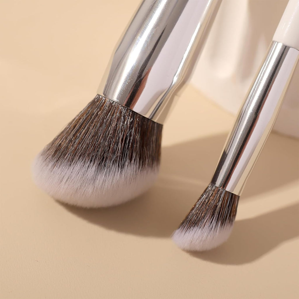 Foundation Concealer Makeup Brushes for Liquid Cream Stick,Soft Big Angled Face Brushes Bronzer Contour Nose Eyeshadow Blending Set (189201)